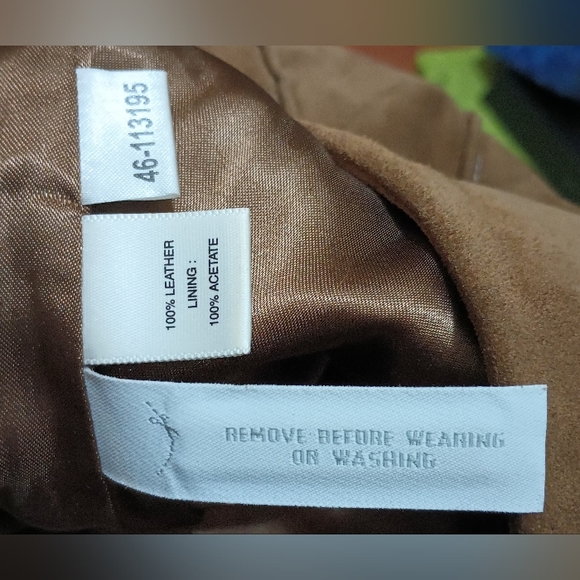 ANN TAYLOR 100% LEATHER DARK TAN BROWN PENCIL SKIRT SZ 10 PETITE - Picture 3 of 4